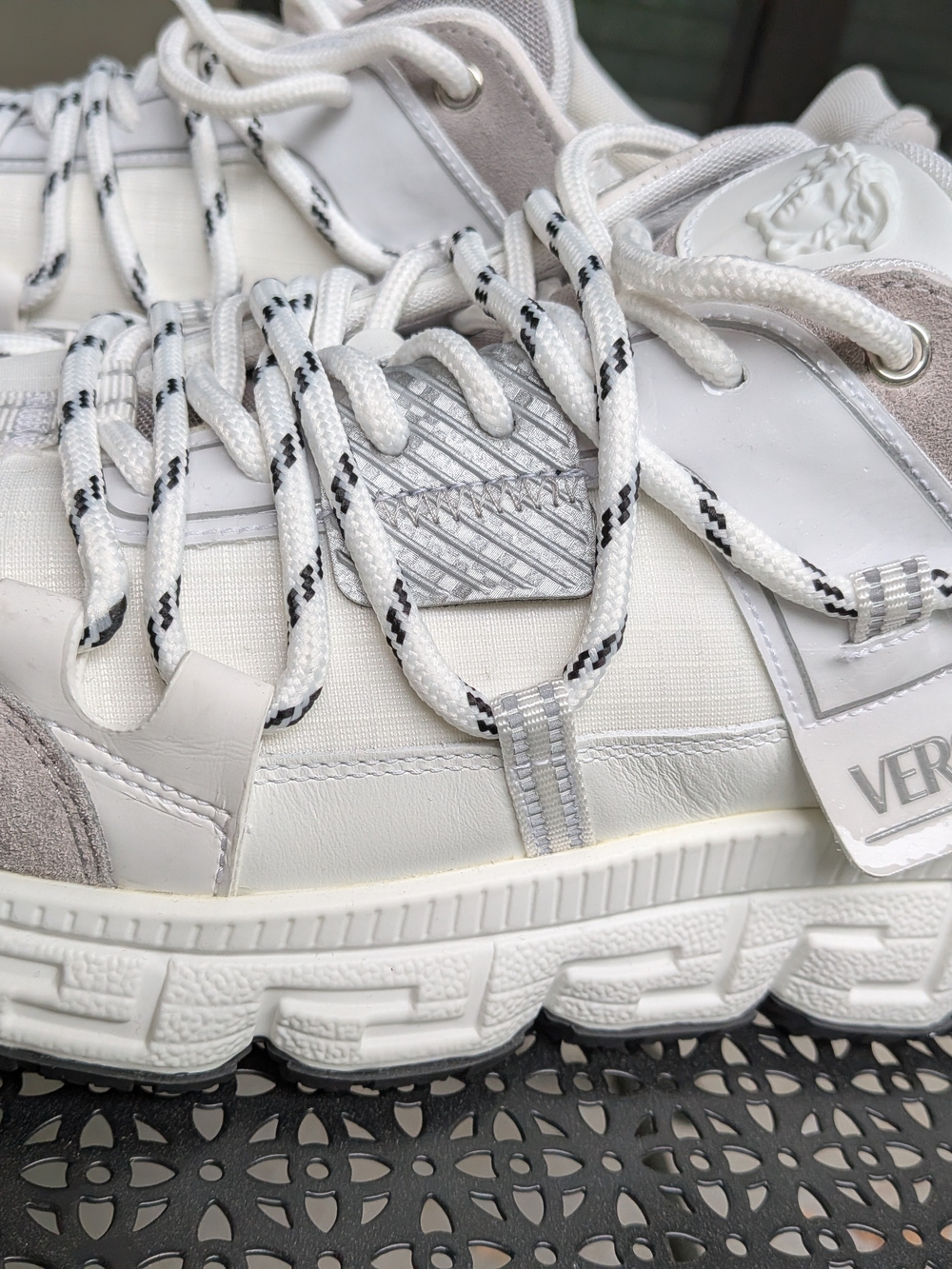 VERSACE White Platform Chain Reaction Sneaker NW0T - Picture 7 of 11